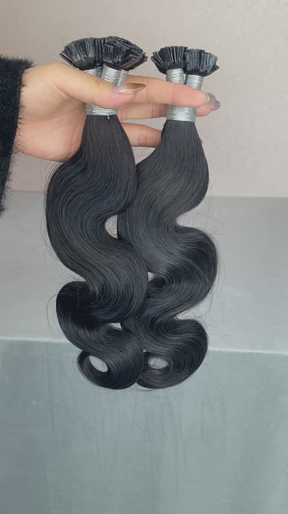 Body Wave K-Tip Human Hair Extensions | 100g/Pack | Full Head 2–3 Packs