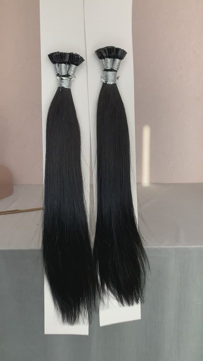 Straight K-Tip Human Hair Extensions | 100g/Pack | Full Head 2–3 Packs