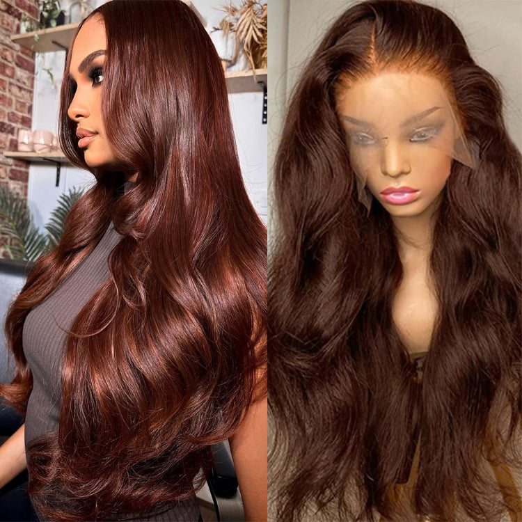 New Arrival Transparent Lace 26 Inch Reddish Brown 180 Density