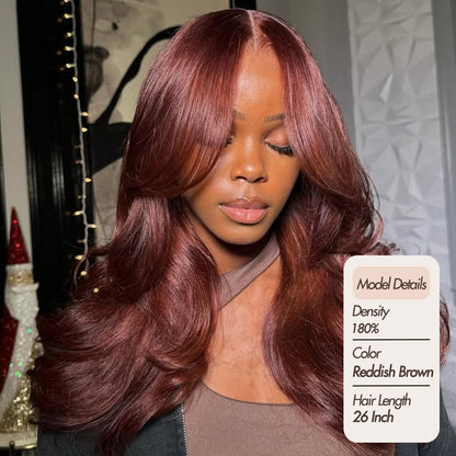 New Arrival Transparent Lace 26 Inch Reddish Brown 180 Density