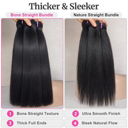 Bone Straight Human Hair Bundles | Super Double Drown