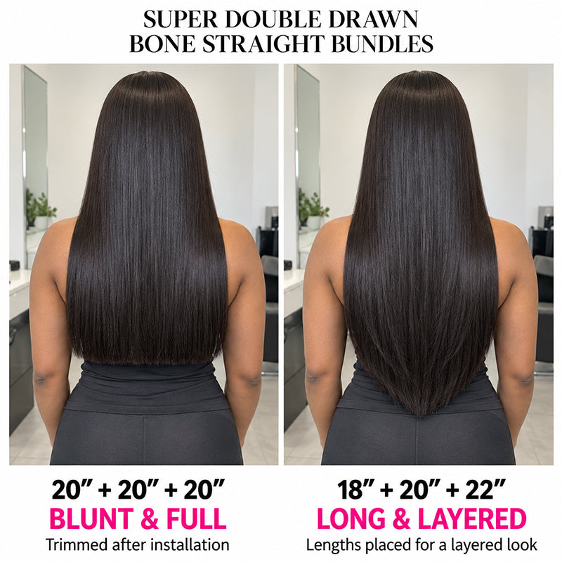 Bone Straight Human Hair Bundles | Super Double Drown