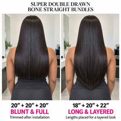 Bone Straight Human Hair Bundles | Super Double Drown