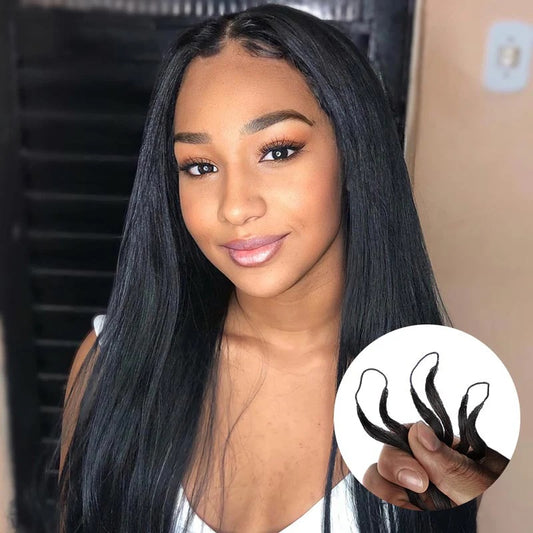 Straight Crochet Hair Pre-Separated Feather Soft Knotless Human Hair Extensions