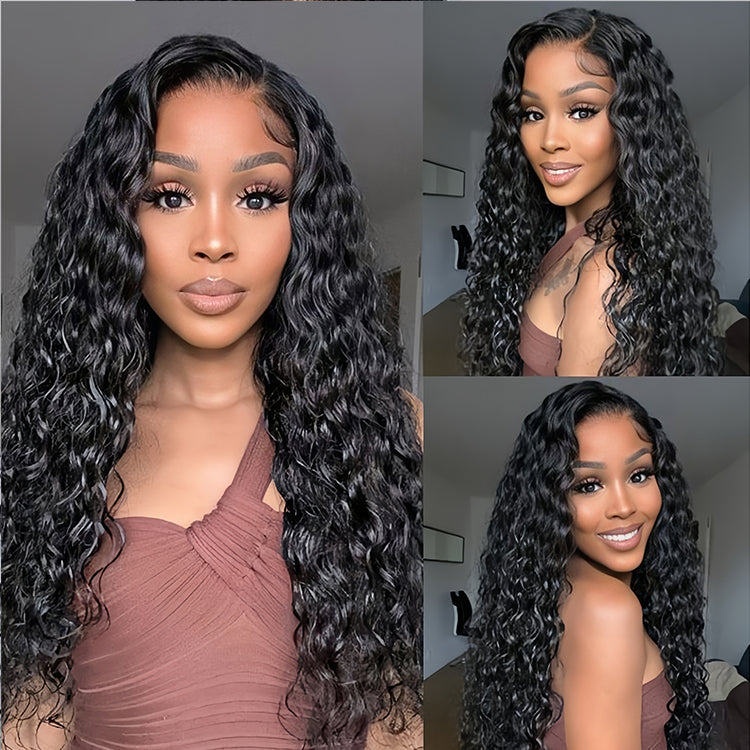 13x4 Transparent Lace Water Wave Wig Natural Hairline 180%