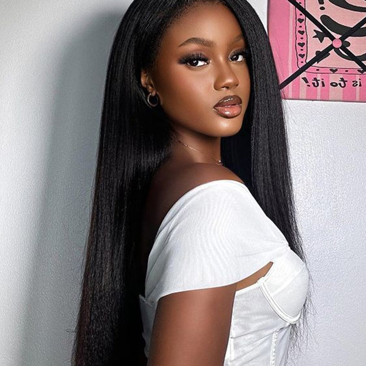 13x4 Transparent Lace Yaki Straight Wig Natural Hairline 180%