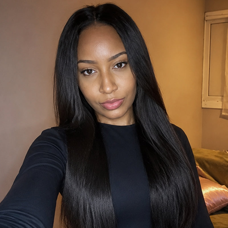 Yaki Straight K-Tip Human Hair Extensions | 100g/Pack | Full Head 2–3 Packs